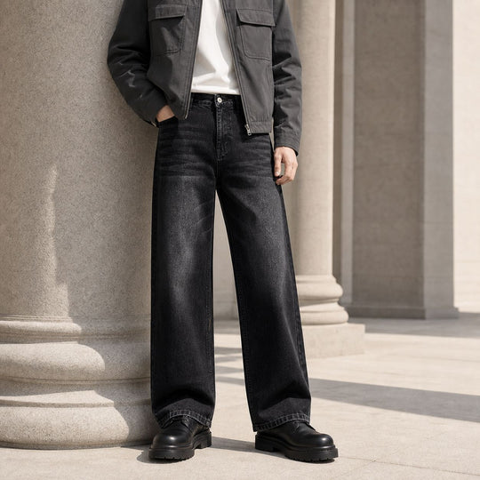 Damen Hochgeschnittene Palazzo-Jeans aus Denim mit Vintage-Waschung Nord Taschen
