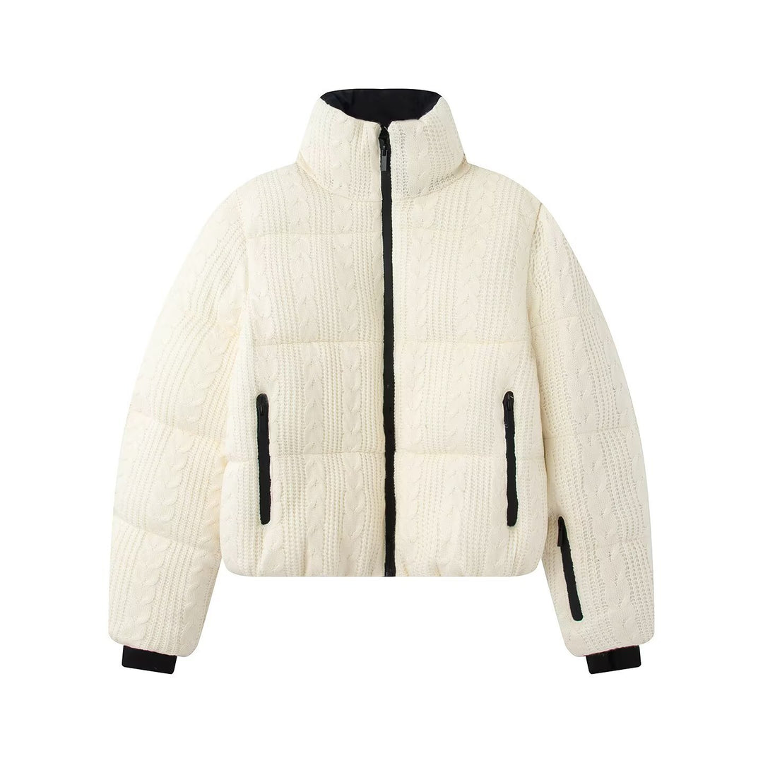 Damen Steppjacke mit Zopfmuster und Stehkragen Nord Taschen
