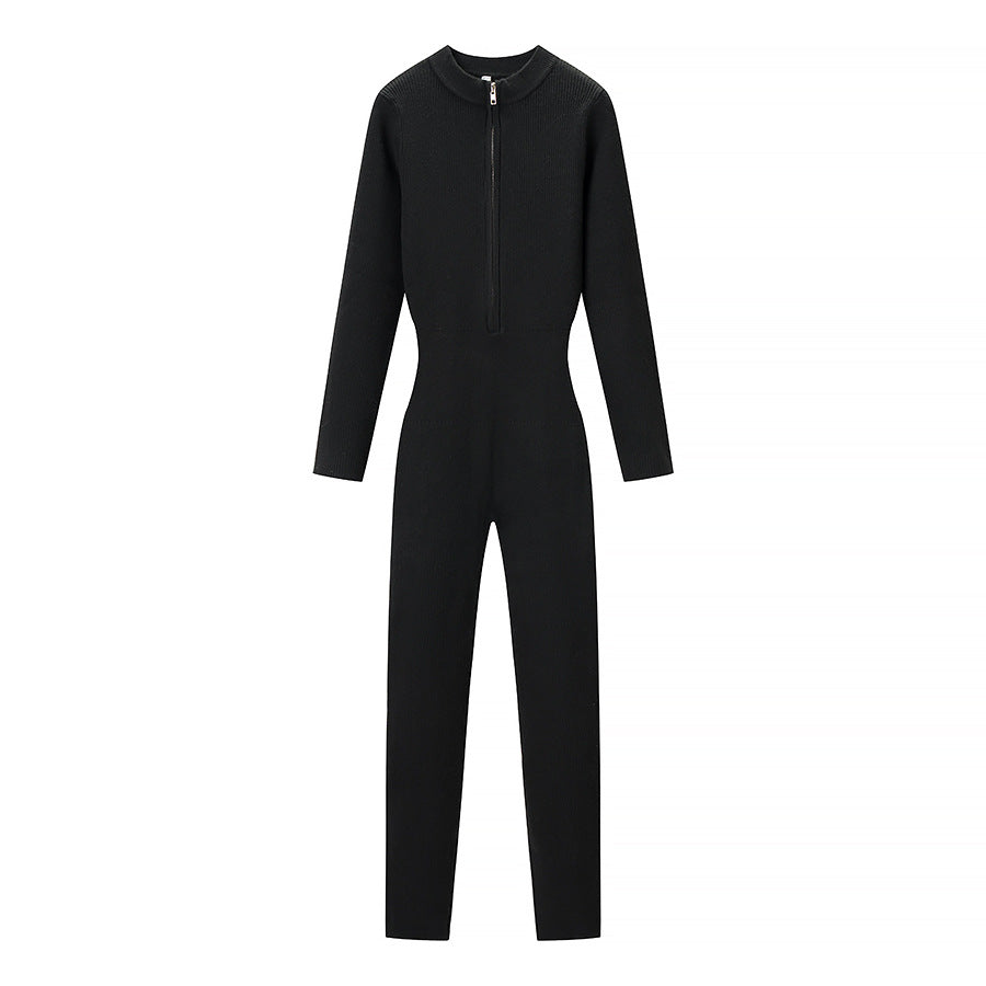 Damen Enganliegender Thermo-Strickanzug mit Reißverschluss und Stehkragen Nord Taschen