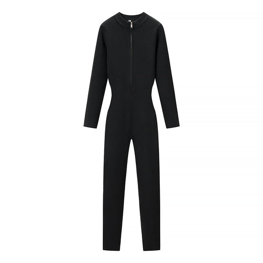 Damen Enganliegender Thermo-Strickanzug mit Reißverschluss und Stehkragen Nord Taschen