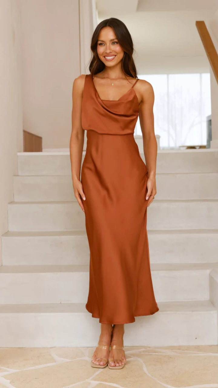 Damen Elegantes Maxikleid mit drapiertem Oberteil und schmaler Silhouette