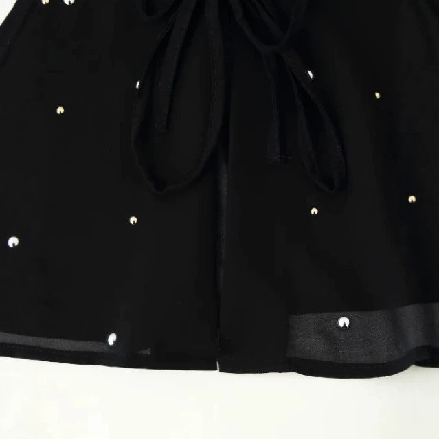 Damen Transparente Chiffonbluse mit Steinbesatz, Bindebändern und V‑Ausschnitt Nord Taschen