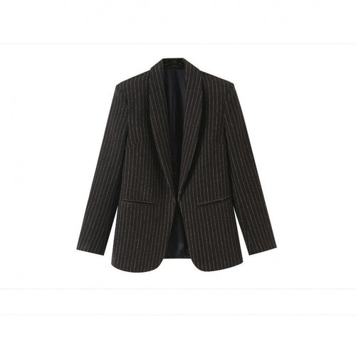 Damen Nadelstreifen-Blazer mit Schalkragen und leicht taillierter Silhouette Nord Taschen