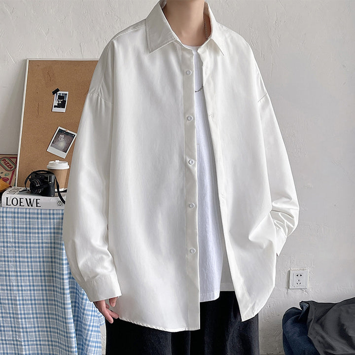 Herren leichtes Overshirt-Hemdjacke aus Baumwollmix mit verdeckter Knopfleiste, überschnittener Schulter und abgerundetem Saum Nord Taschen