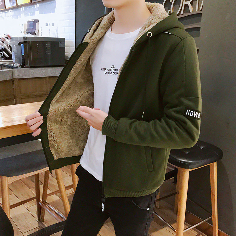 Herren Urbaner Zip‑Hoody mit Teddyfutter, Stehkragen‑Kapuze & gerippten Bündchen Nord Taschen