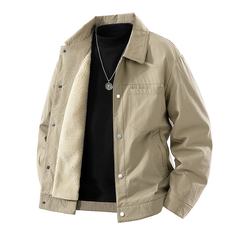 Men's  sherpa-lined relaxed coach jacket with snap-front closure and chest pocket Nord Taschen