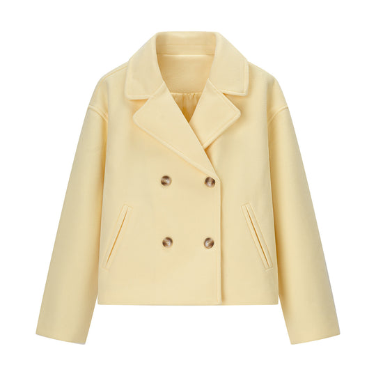 Damen Kurzer Oversize Wollmix Doppelreiher mit weitem Revers Nord Taschen