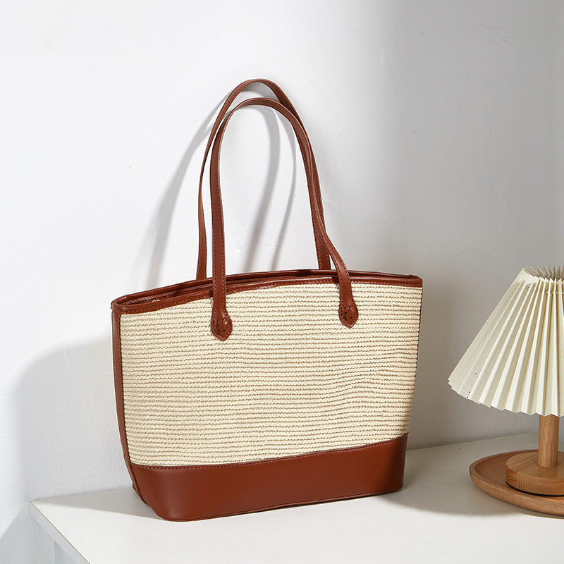 Damen Strandtasche mit elegantem geflochtenem Design und robustem Kunstleder Nord Taschen