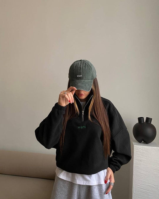 Damen Fleece-Halbzip-Sweatshirt oversized mit Stehkragen, Kängurutasche-Optik und elastischen Bündchen Nord Taschen