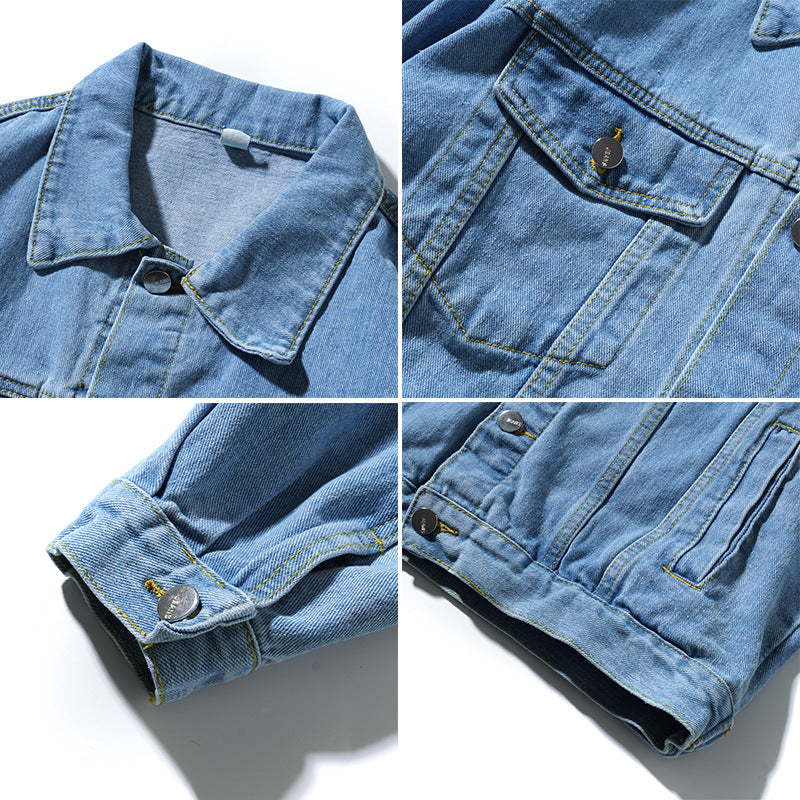 Unisex Oversize-Jeansjacke aus robustem Denim mit Druckknopfleiste Nord Taschen