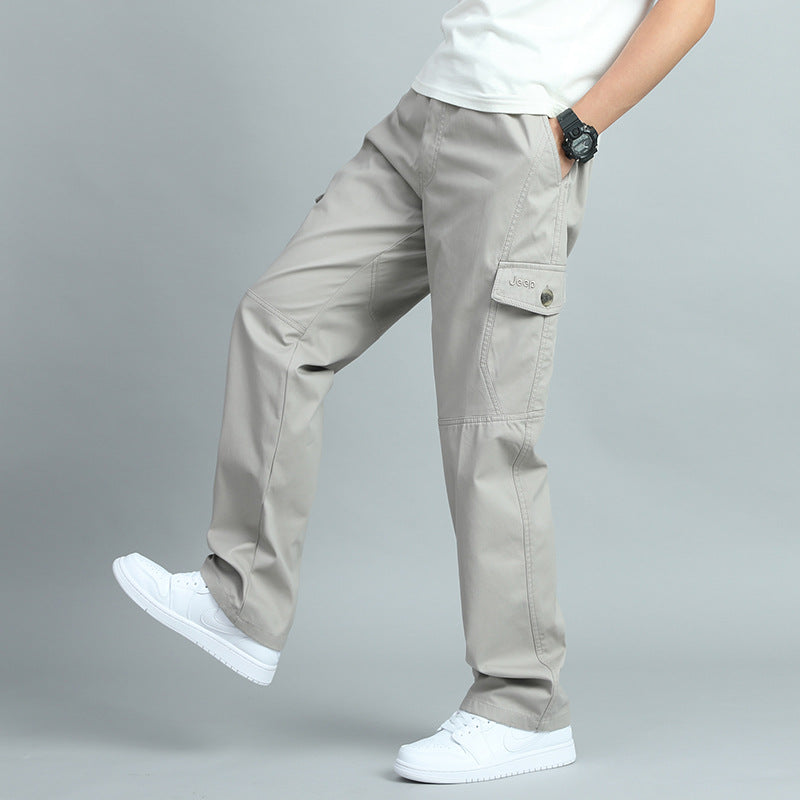 Herren Robuste Canvas-Cargohose mit geradem Bein, Knieabnähern & Klappentaschen Nord Taschen