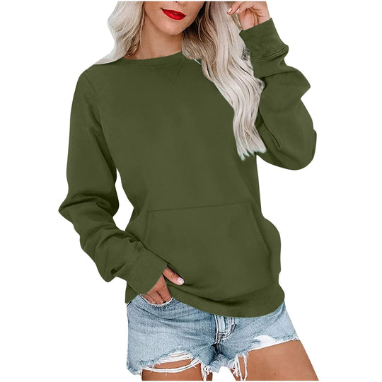 Damen Lockeres Sweatshirt mit Rundhalsausschnitt und Kängurutasche Nord Taschen