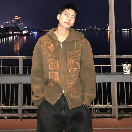 Herren Modischer Kunstfaser-Hoodie mit Reißverschluss Nord Taschen