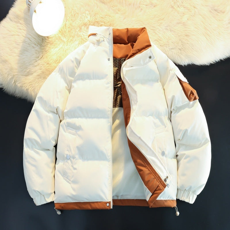Herren Wattierte Daunenoptik-Outdoorjacke mit hohem Stehkragen, Kontrast-Innenfutter & Ärmeltasche Nord Taschen