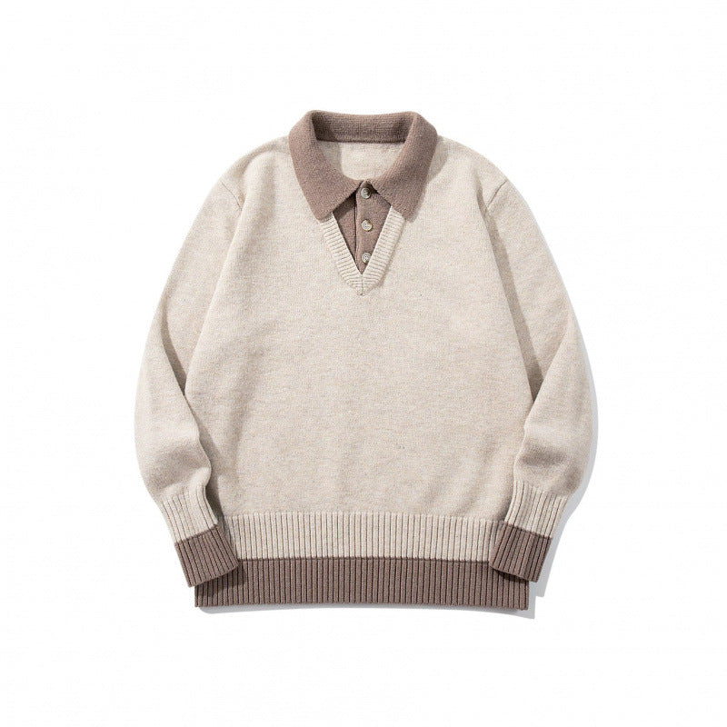 Herren Oversized Feinstrick-Polo mit kontrastbesetztem Hemdkragen und Rippenbündchen Nord Taschen
