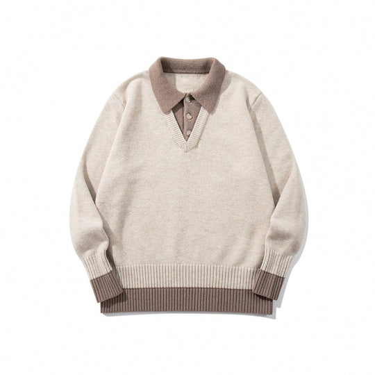 Herren Oversized Feinstrick-Polo mit kontrastbesetztem Hemdkragen und Rippenbündchen Nord Taschen
