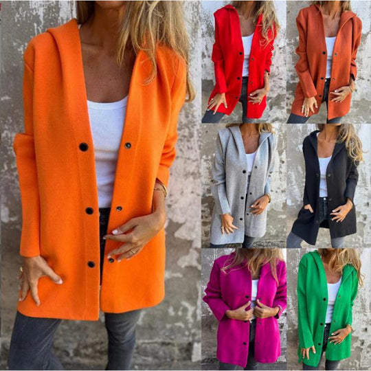 Damen Midilanger Oversize-Mantel aus Wollmix mit klarer Knopfleiste und minimalistischem Revers Nord Taschen