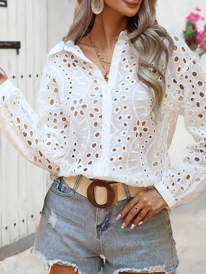 Damen Elegante Bluse mit Spitzenmuster