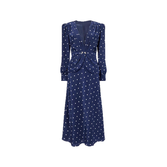 Damen Elegantes Polka-Dot Maxikleid mit tiefem V-Ausschnitt Nord Taschen