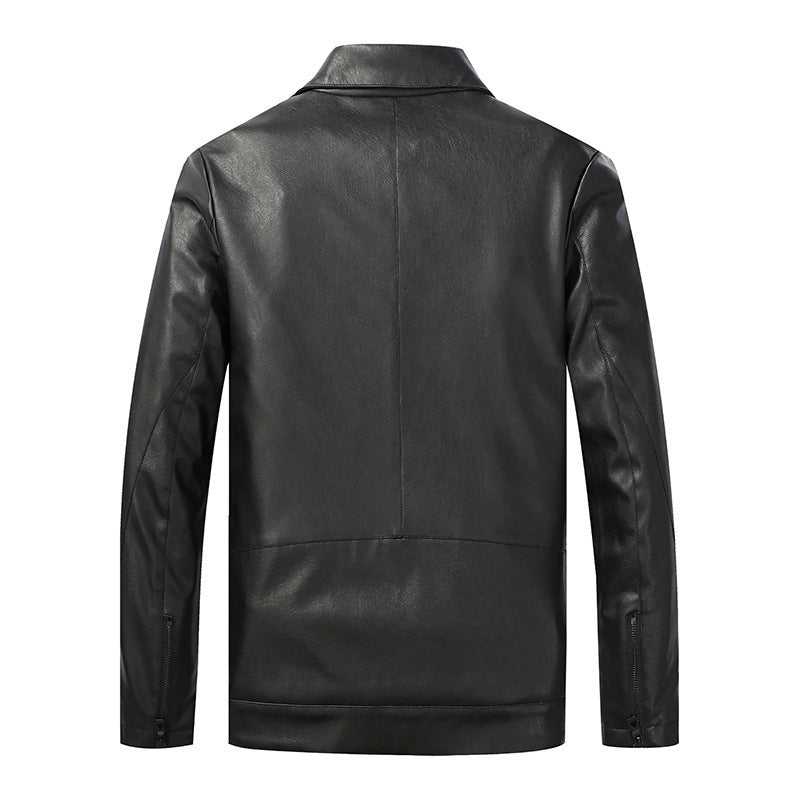 Herren Slim‑Fit Lederoptik-Truckerjacke mit Hemdkragen, verdecktem Reißverschluss und Pattentaschen Nord Taschen