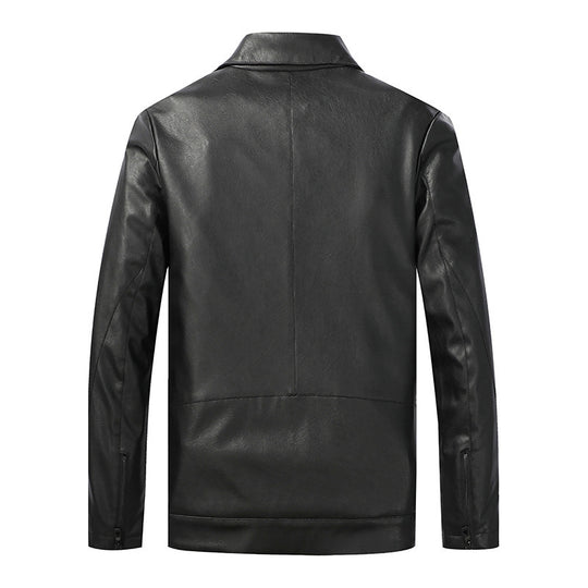 Herren Slim‑Fit Lederoptik-Truckerjacke mit Hemdkragen, verdecktem Reißverschluss und Pattentaschen Nord Taschen