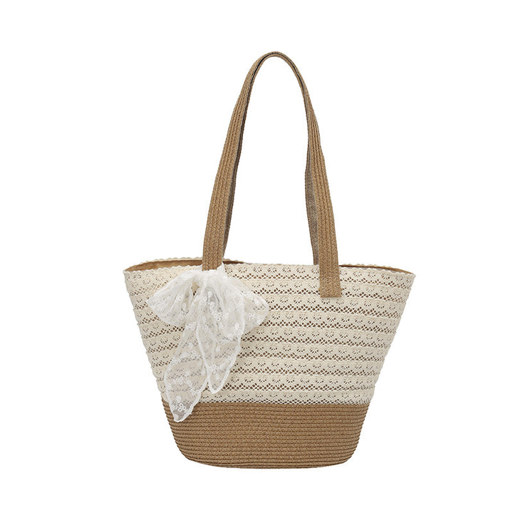 Damen elegante Basttasche mit verspieltem Schleifendesign Nord Taschen