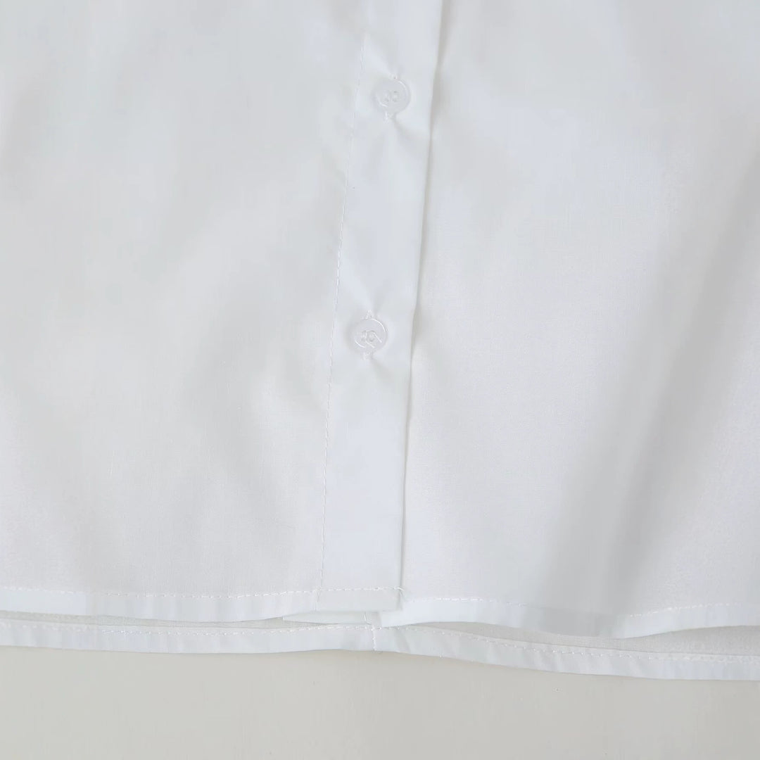 Damen Locker geschnittene Hemdbluse mit Palmen-Pailletten, Hemdkragen und Perlendetail Nord Taschen
