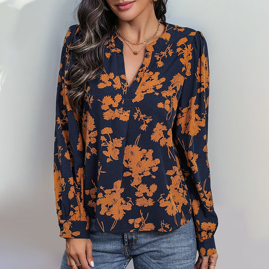 Damen Elegante Bluse mit floralen Mustern Nord Taschen
