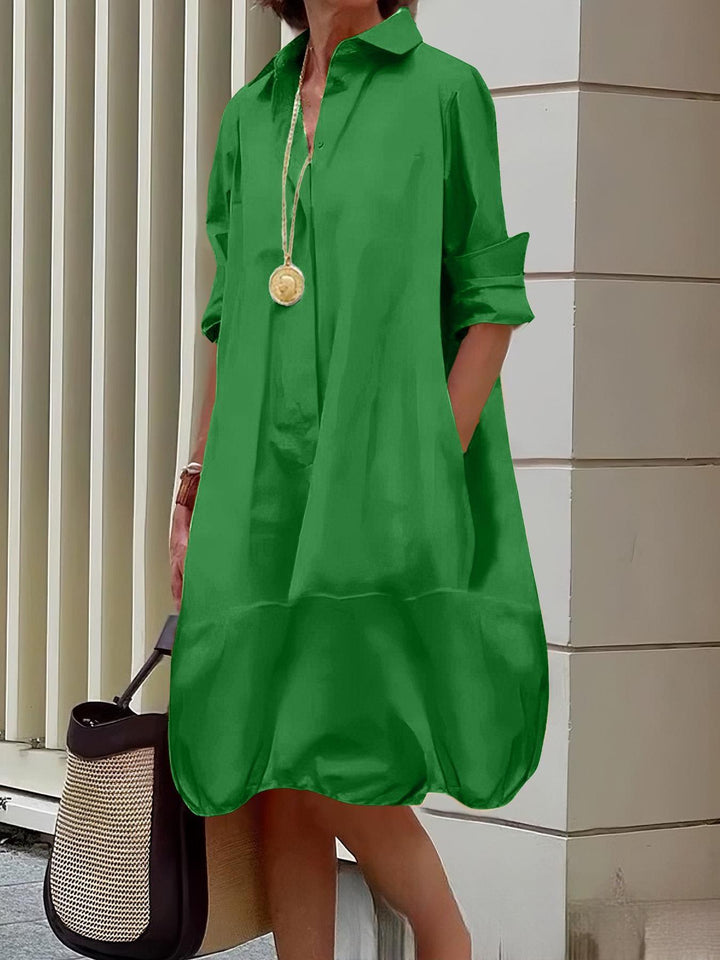 Damen Lässiges Hemdblusenkleid mit weit geschnittenem Saum Nord Taschen