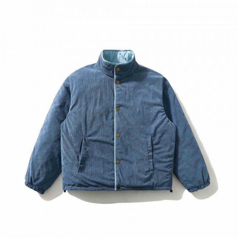 Herren Wattierte Cordjacke mit Stehkragen, Druckknopfverschluss und elastischem Saum Nord Taschen