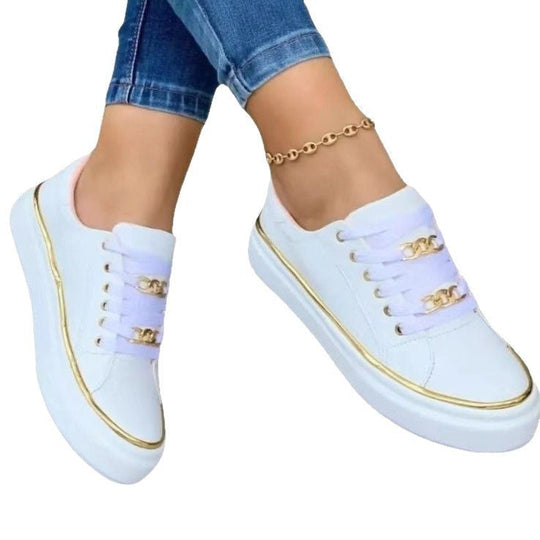 Damen trendige Sneakers mit luxuriösen goldenen Details