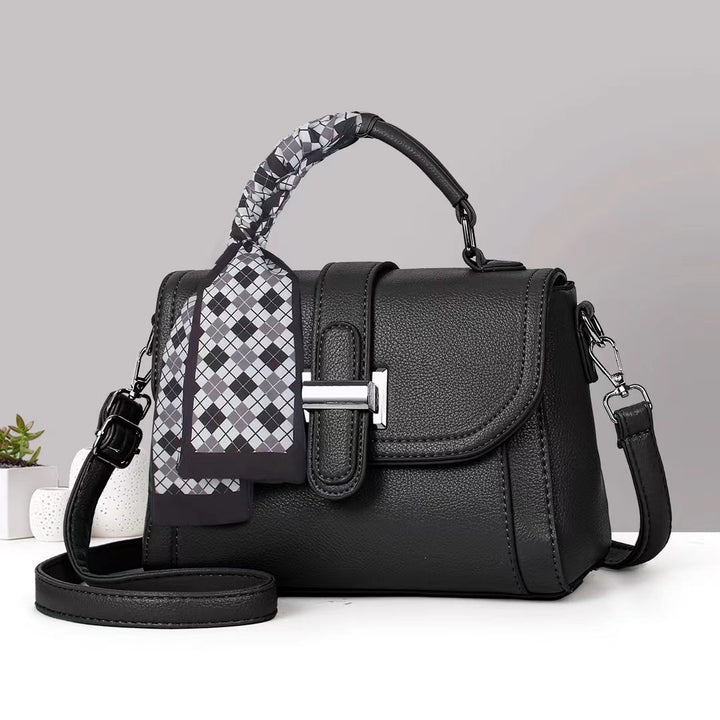 Damen modische Handtasche mit geflochtenem Griff und abnehmbarem Schal Nord Taschen