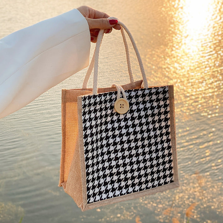 Damen Jute-Tasche mit modernem Zebra-Design und naturbelassenem Anstrich Nord Taschen