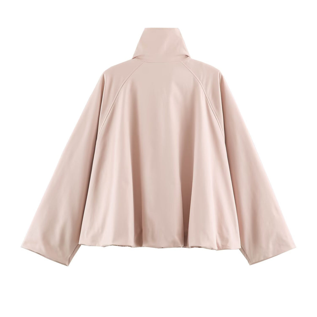 Damen Oversize-Trainingsjacke mit hohem Stehkragen, Raglanärmeln und verdecktem Reißverschluss Nord Taschen