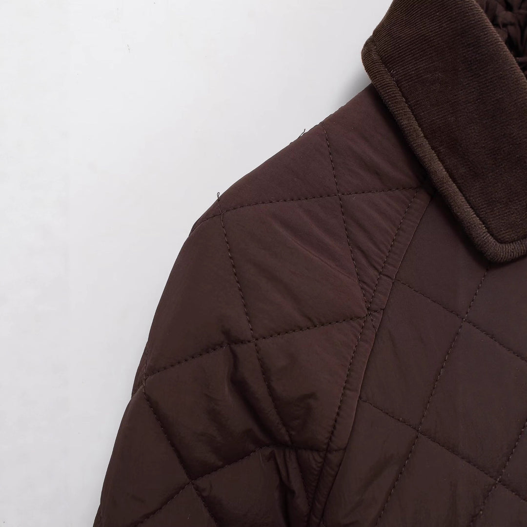 Damen Gesteppte Boxy‑Übergangsjacke mit Cordkragen und Pattentaschen Nord Taschen