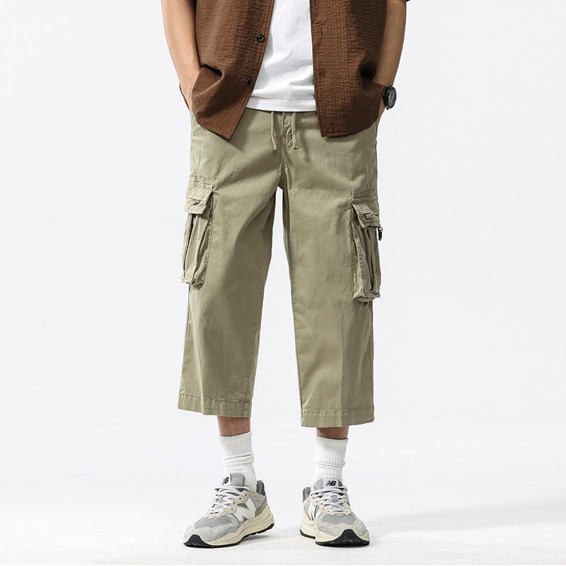 Herren halblange Utility-Cargohose aus Baumwoll-Twill mit weitem Bein und Multifachtaschen Nord Taschen