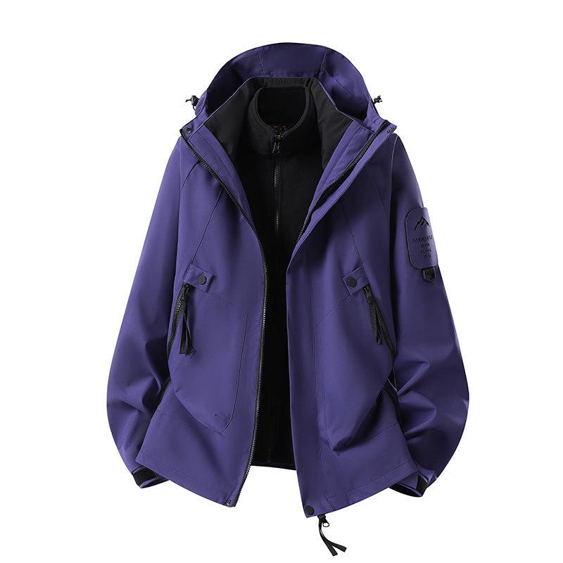 Herren Zwei-in-eins Wetterschutzjacke mit abnehmbarer Steppweste und verstellbarer Kapuze Nord Taschen