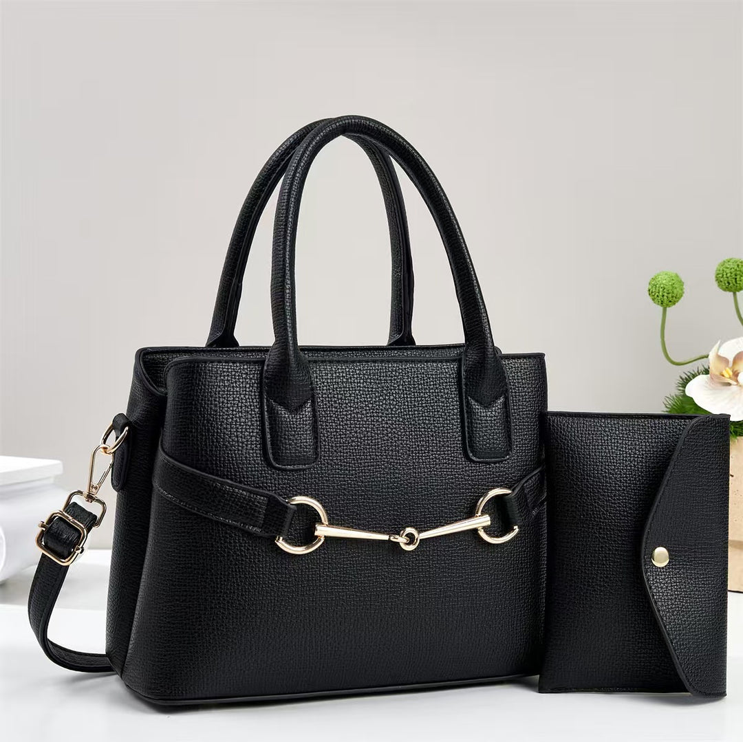 Damen strukturierte Handtasche mit eleganten Akzenten und abnehmbarer Clutch Nord Taschen