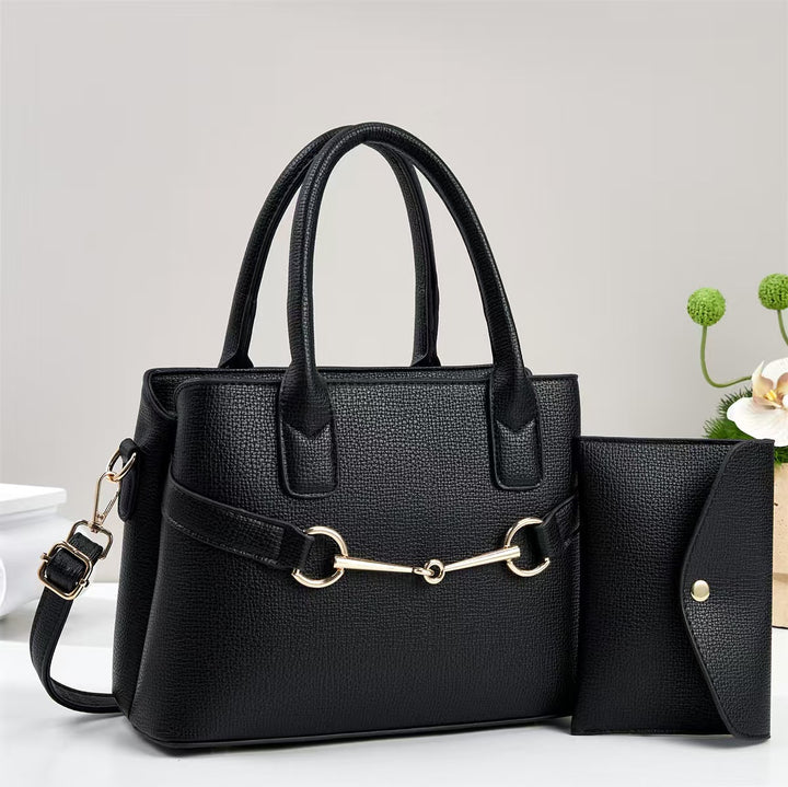 Damen strukturierte Handtasche mit eleganten Akzenten und abnehmbarer Clutch Nord Taschen