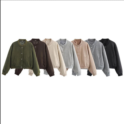 Damen 70+ kurze Wollmix‑Blousonjacke mit Reißverschluss, Hemdkragen und Pattentaschen Nord Taschen