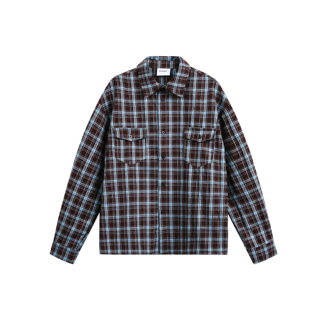 Herren Karierter Flanell-Overshirt-Jacke mit aufgesetzten Brusttaschen Nord Taschen