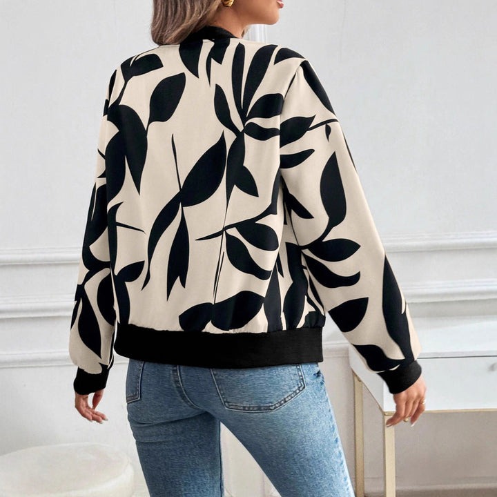 Damen Stylische Bomberjacke mit floralem Muster