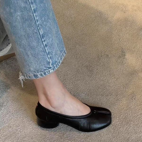 Damen Ballerinas mit spezieller Zehenöffnung und komfortablem Blockabsatz - Vittorelli