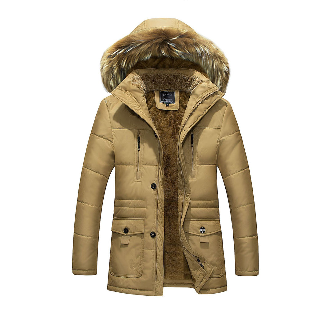 Herren wasserabweisender gesteppter Parka mit Kapuze, Kunstfellblende und Teddyfleece-Innenfutter Nord Taschen