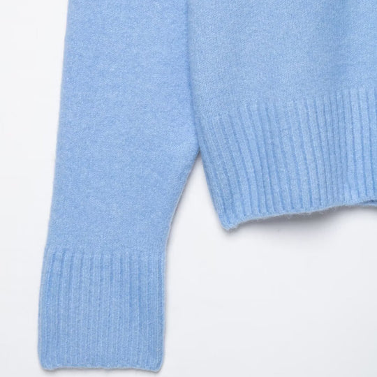 Damen Oversize V-Ausschnitt Pullover mit überschnittenen Schultern und breitem Rippbund Nord Taschen