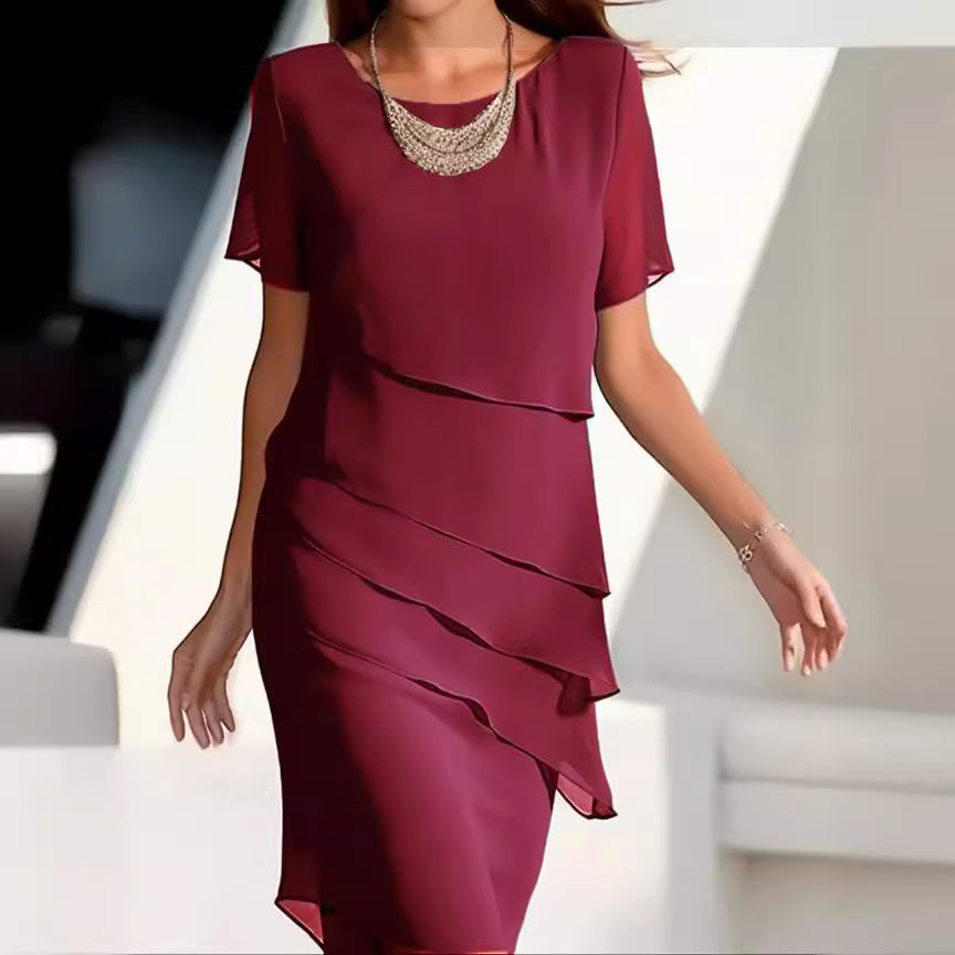 Damen elegantes Wickelkleid mit Schichten