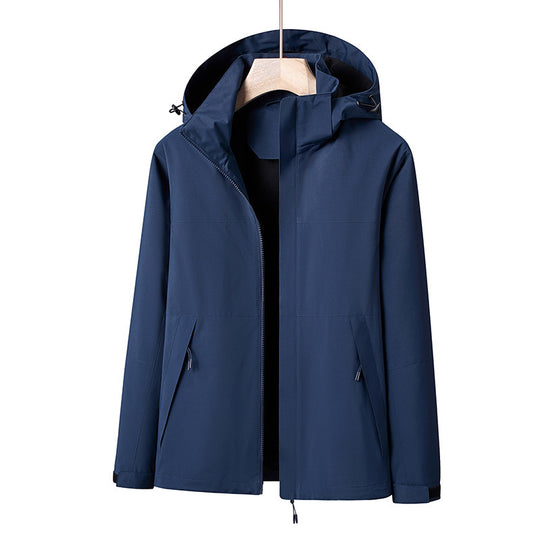 Herren Leichte winddichte Softshell-Regenjacke mit Kapuze und Kontrastbesatz Nord Taschen