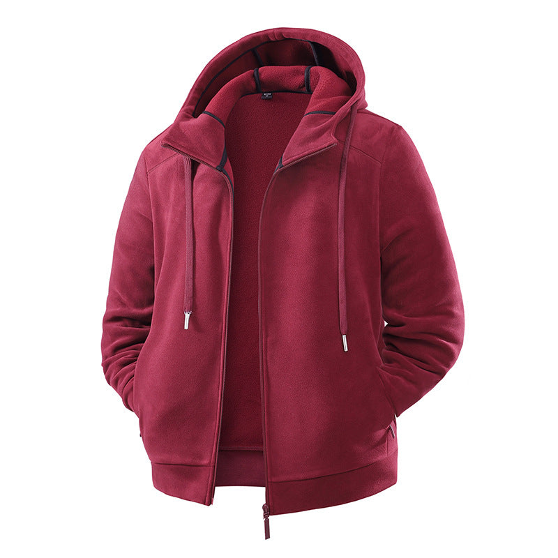 Herren Fleece-Softshell Hybridkapuzenjacke mit Teddy-Innenfutter & verstellbarer Kapuze Nord Taschen