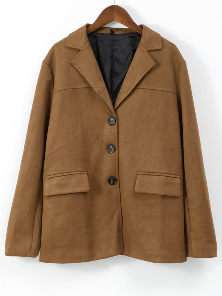 Damen Langer Doppelreihiger Trenchcoat aus Veloursleder-Optik mit Taillengürtel Nord Taschen