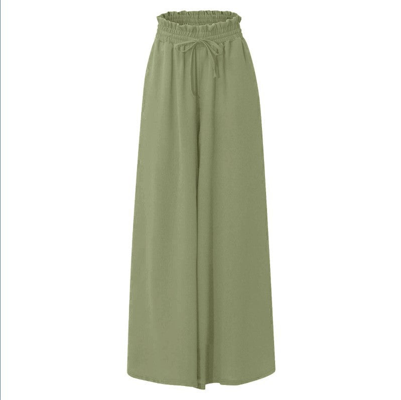 Damen Elegante und luftige weite Hose mit Gummizug und Taschen